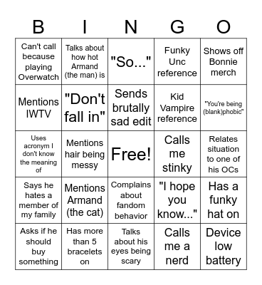 Lucas Bingo Card