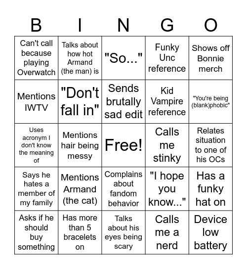 Lucas Bingo Card
