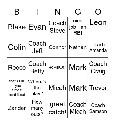 TRIBE Bingo Card