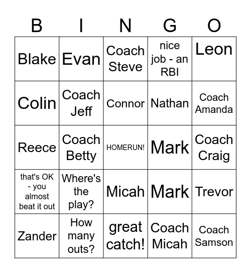 TRIBE Bingo Card