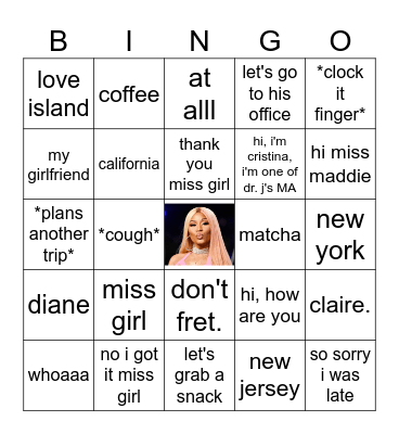sinath and cristina's bingo card Bingo Card