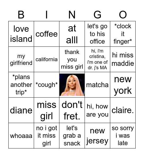 sinath and cristina's bingo card Bingo Card