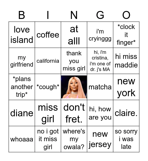 sinath and cristina's bingo card Bingo Card