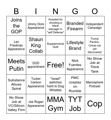 Graham Platner Grift Pivot Bingo Card