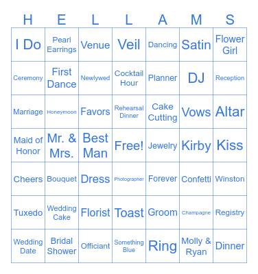 Bridal Bingo Card