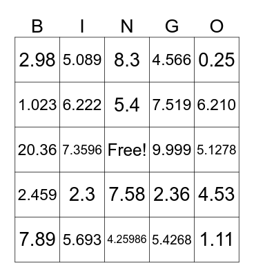 Untitled Bingo Card