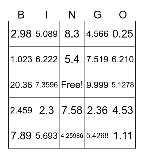 Untitled Bingo Card