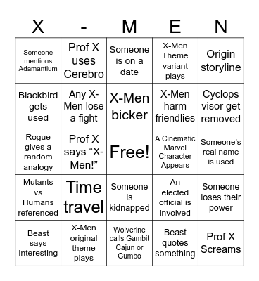 X-Men 97 Season 2 Bingo Card