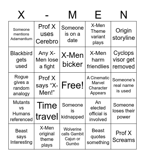 X-Men 97 Season 2 Bingo Card