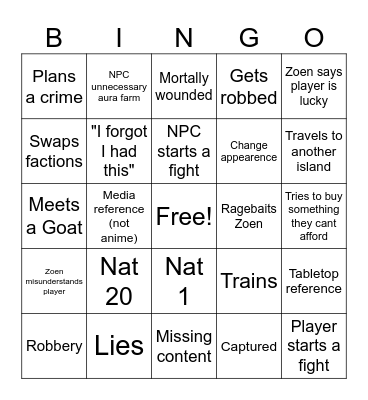 Runic Titan Bingo Card