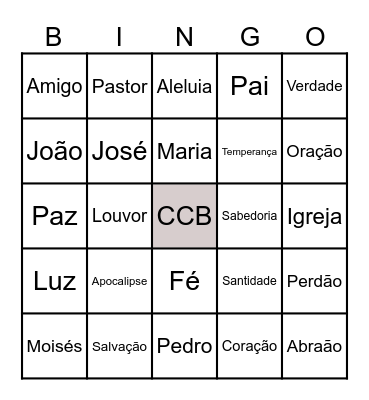 Bingo Bíblico Bingo Card