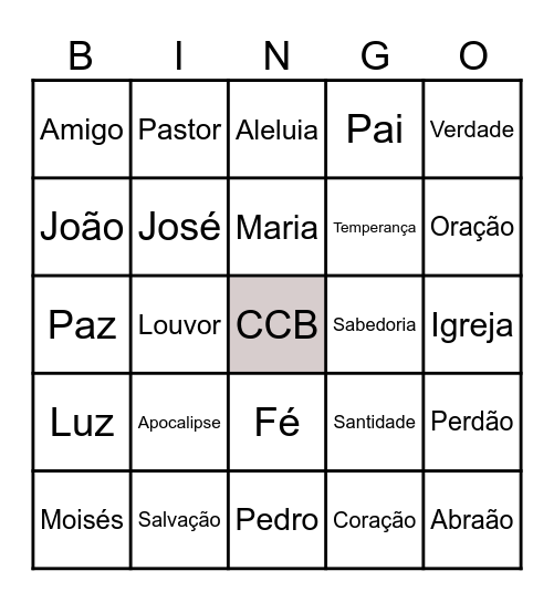 Bingo Bíblico Bingo Card