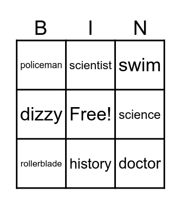 VOCABULARY BINGO Card