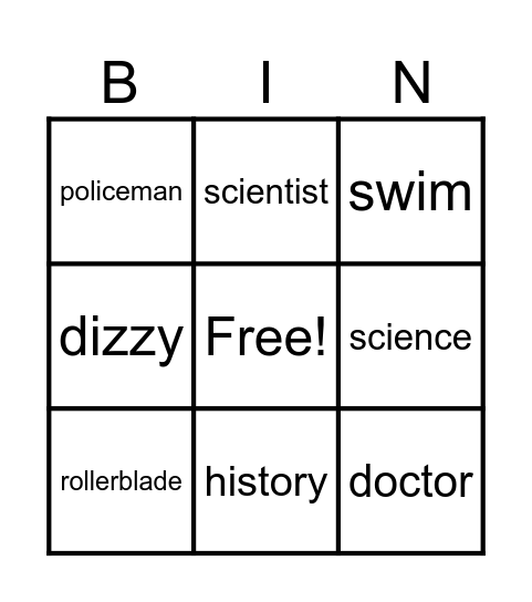 VOCABULARY BINGO Card