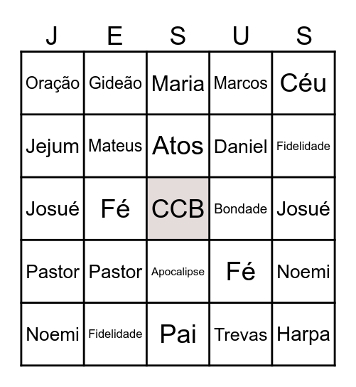 Bingo Bíblico Bingo Card