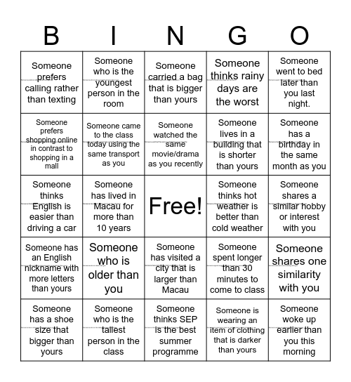SEP2026_Human Bingo(Unit3) Bingo Card