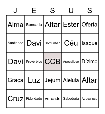 Bingo Bíblico Bingo Card