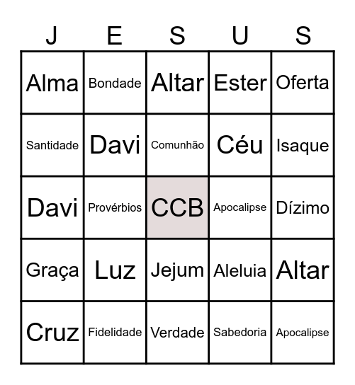 Bingo Bíblico Bingo Card