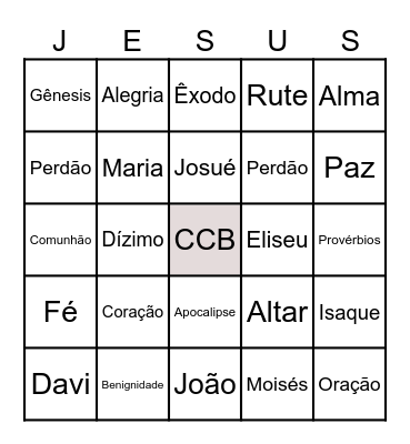 Bingo Bíblico Bingo Card