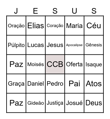 Bingo Bíblico Bingo Card
