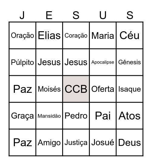 Bingo Bíblico Bingo Card