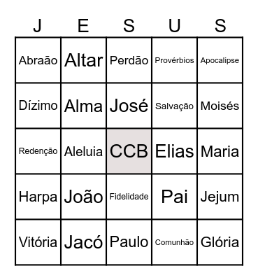 Bingo Bíblico Bingo Card