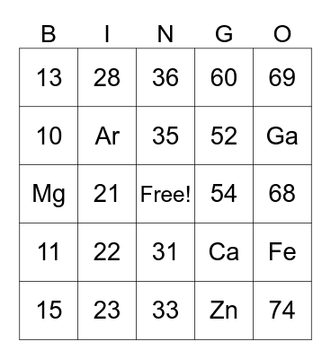 Number Bingo 1-75 Bingo Card