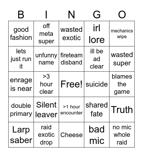 Untitled Bingo Card