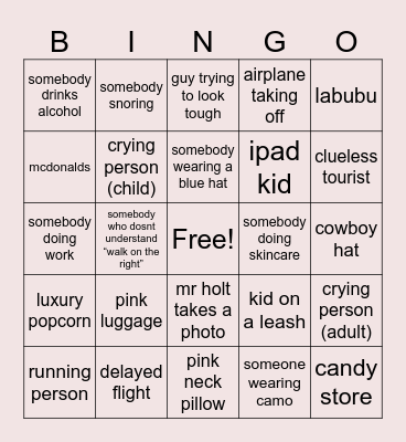 airport bingo Card