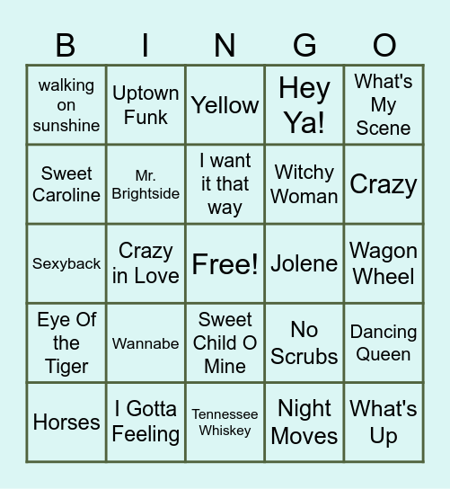 Well Known Classics Bingo Card