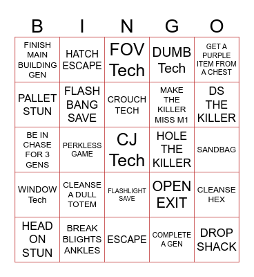 DEAD BT DAYLIGHT SURV Bingo Card