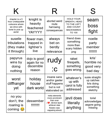 DR ch6 predictions as of july 26 Bingo Card
