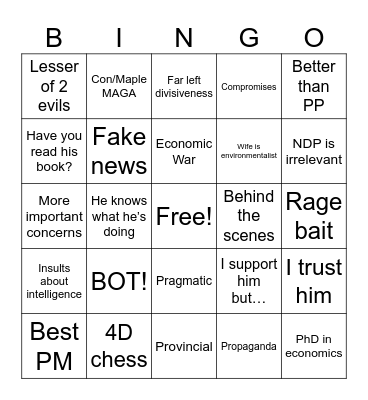 Carney Stan Replies Bingo Card