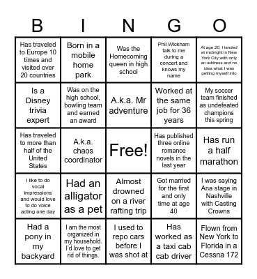 2026 family reunion Bingo Card
