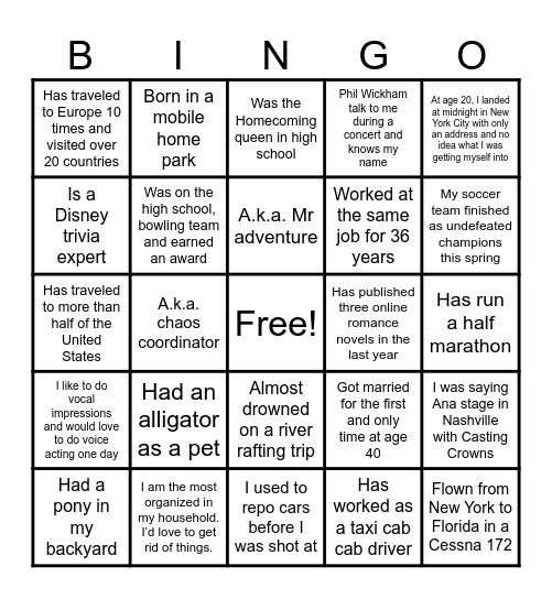 2026 family reunion Bingo Card