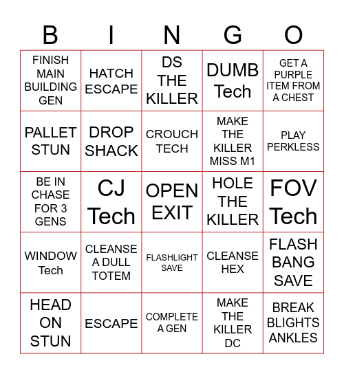 DEAD BT DAYLIGHT SURV Bingo Card