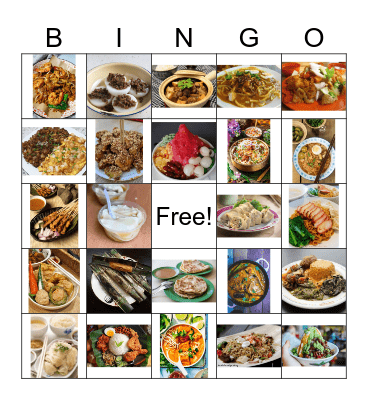 FOOD BINGO Card