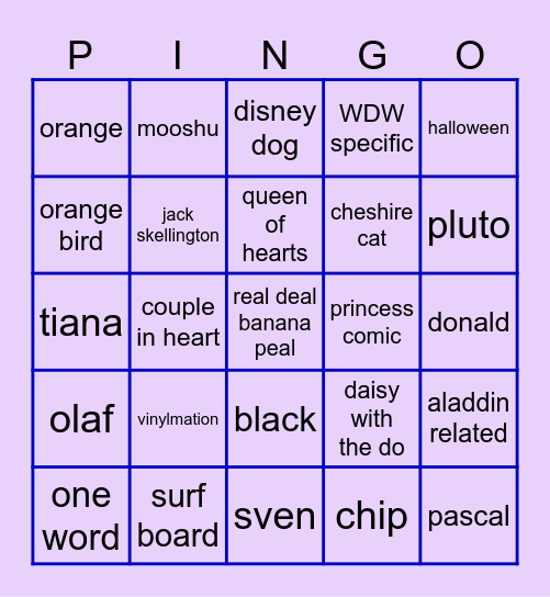 addie pingo Bingo Card