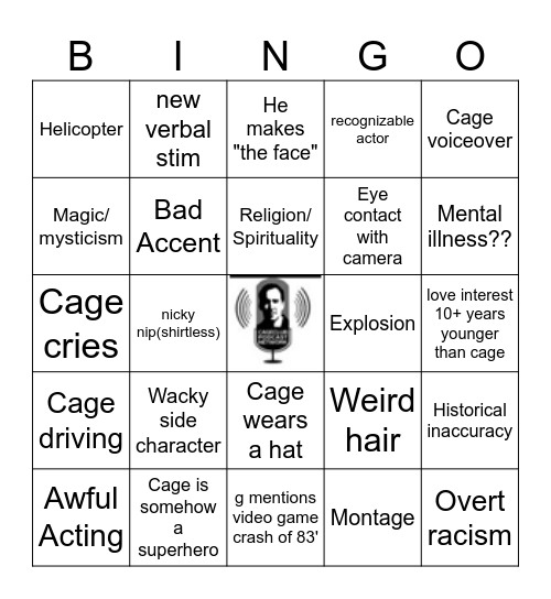 Nicolas Cage Bingo Card