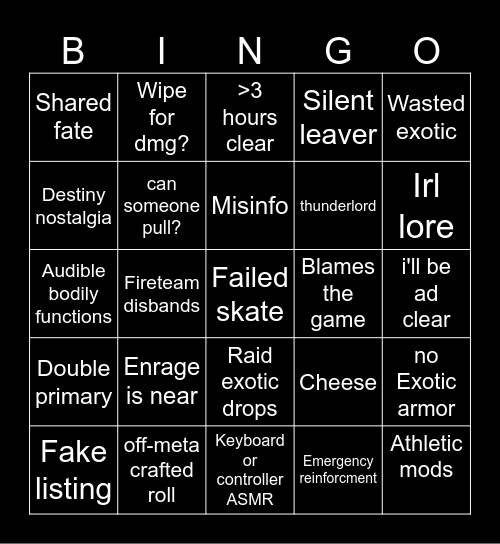 Untitled Bingo Card