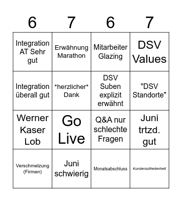 Townhall Bingo Card