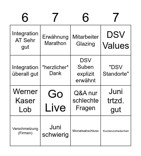 Townhall Bingo Card