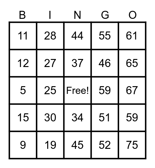 Untitled Bingo Card