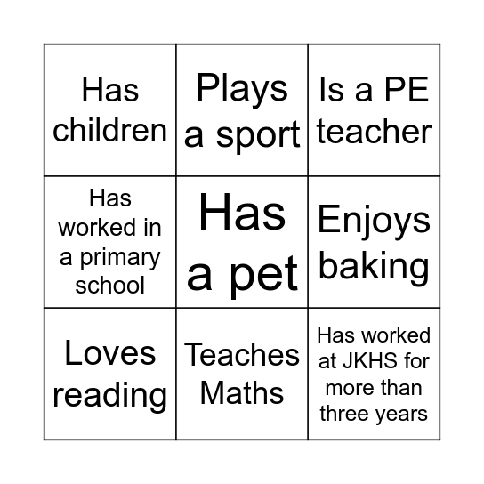 Meet the adults Bingo Card