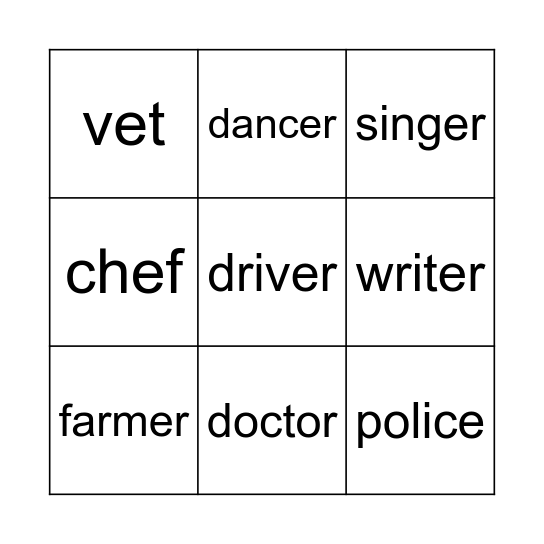 Job Bingo Card