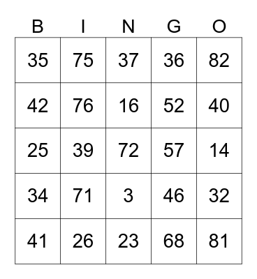 Untitled Bingo Card