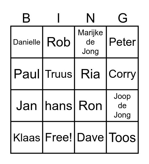 Vintage Sociëteit Concordia Bingo Card