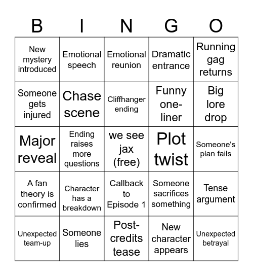 TACD Bingo Card