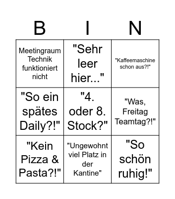 Freitag Büro Bingo Card
