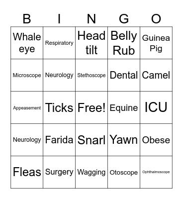 Veterinary Bingo Card